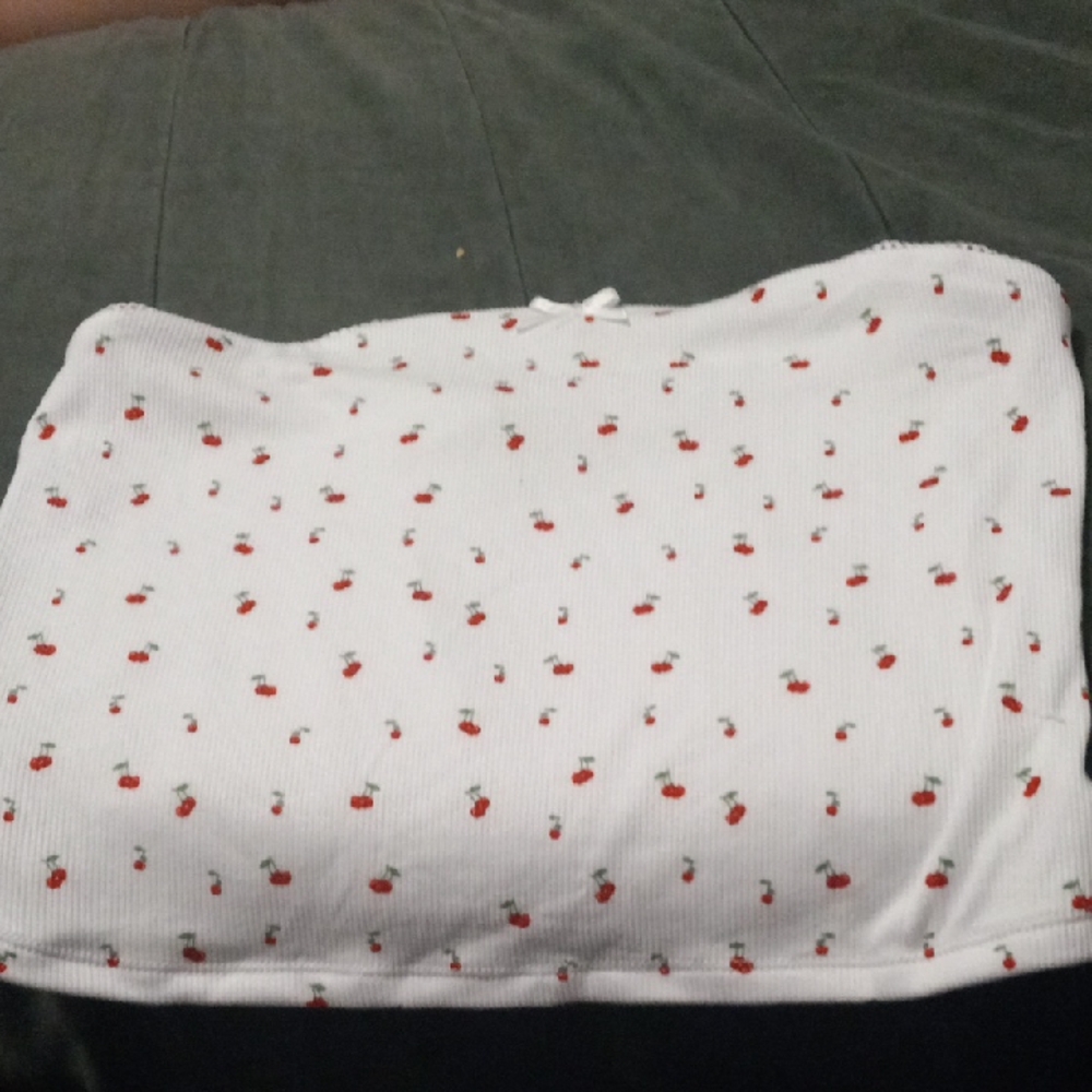 Rue21 White Top with Cherry Accents